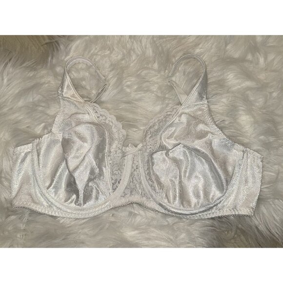 Playtex 4422 Love My Curves Signature Coverage Bra Satin Floral UW 36B White - Picture 2 of 6